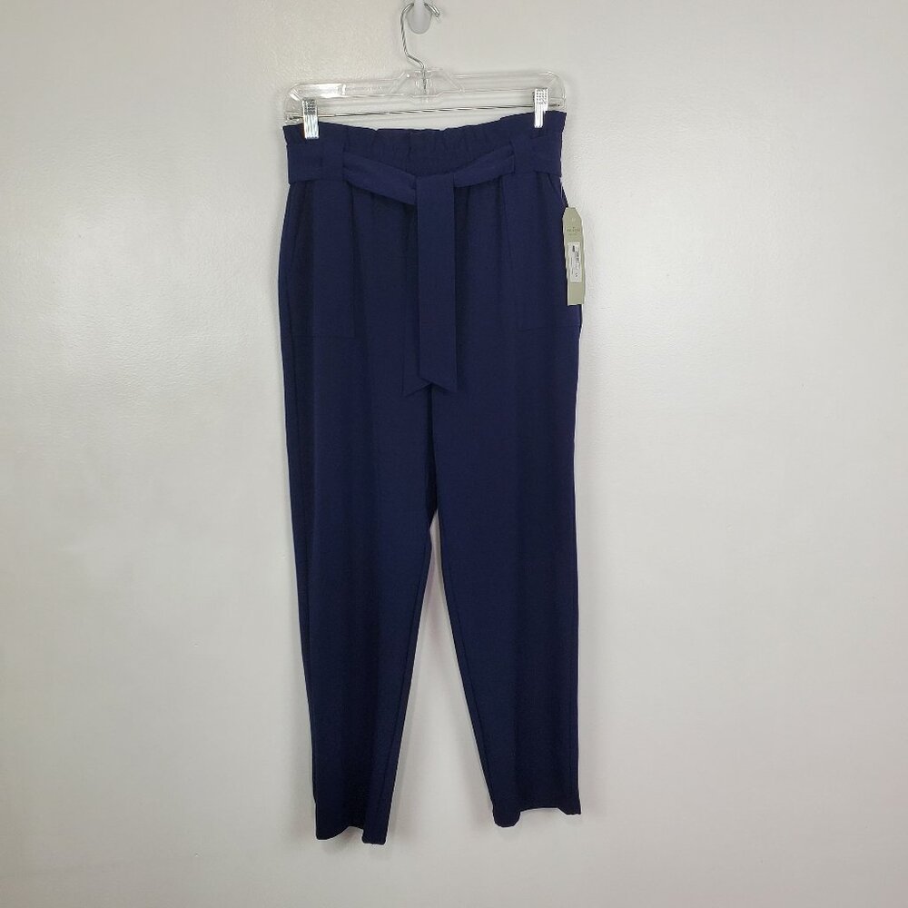 Nine Eight New York Women's Navy Belted Pull-On Paper Bag Pants NEW NWT Size S